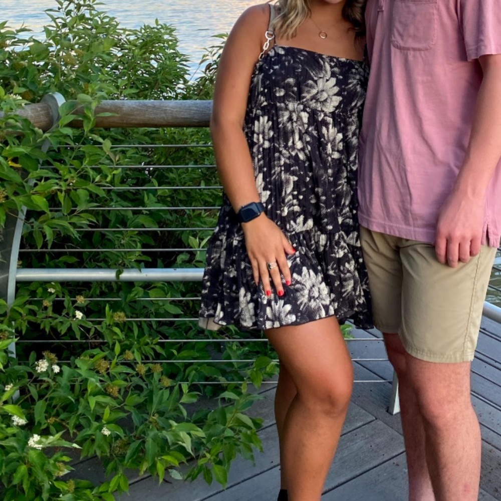 Urban Outfitters Black and Cream Patterned Dress